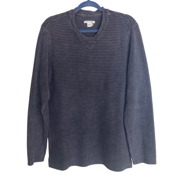 Carbon 2 Cobalt Sweater Crewneck Mens Rib Knit Gray Pullover Heavy M - Picture 2 of 7